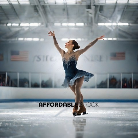 Ice Skater Performing in a Stadium