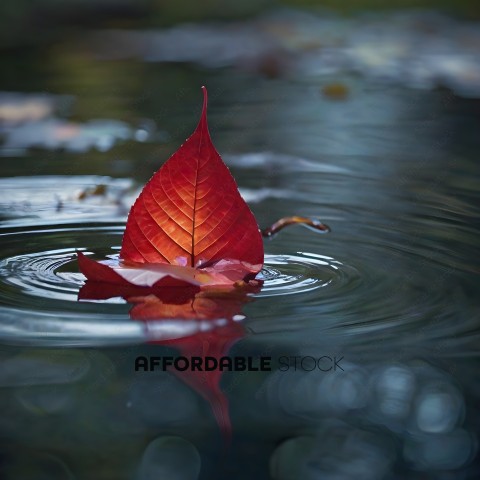 A red leaf in the water