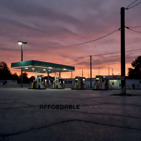 Gas Station at Sunset