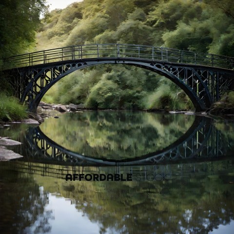 A bridge reflects in the water