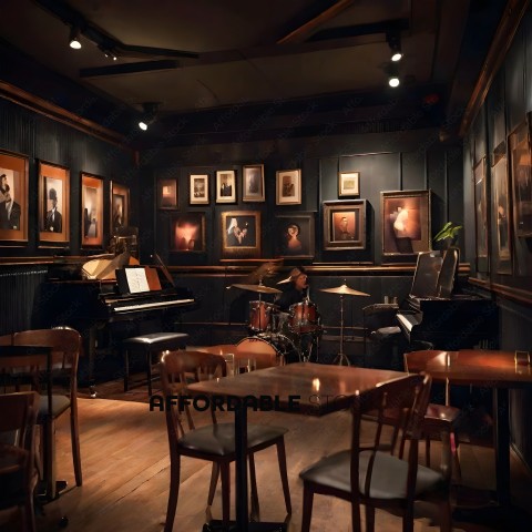A Jazz Band Performs in a Darkened Restaurant