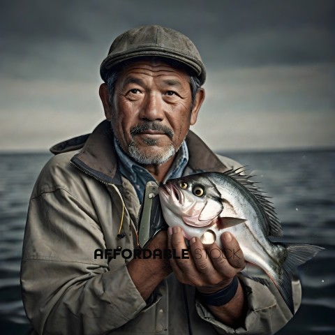 Man holding a fish he caught