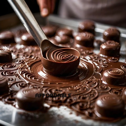 A person is making chocolate truffles