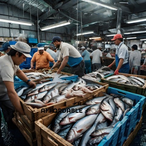 Men working in a fish market