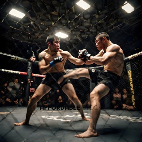 Two Mixed Martial Artists Fighting