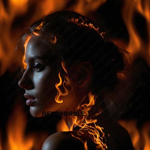 A woman with fire in her hair
