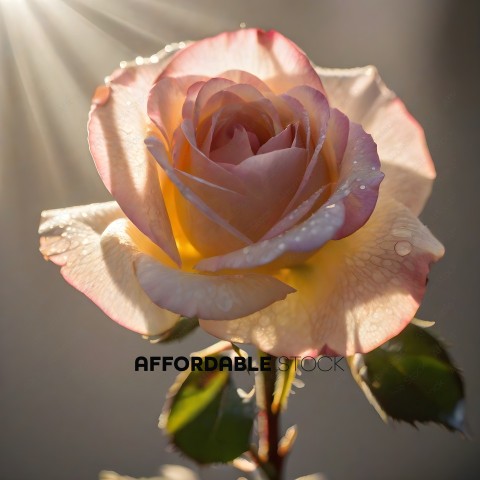 A pink rose with yellow center