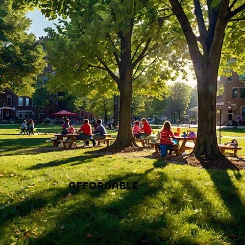 People enjoying a sunny day at a park
