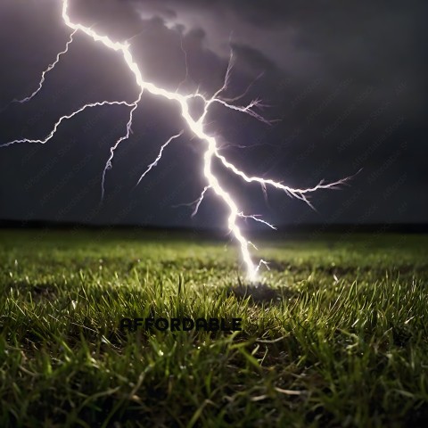 A lightning bolt in the middle of a field
