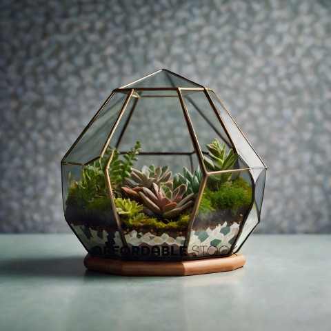 A glass dome with a plant inside