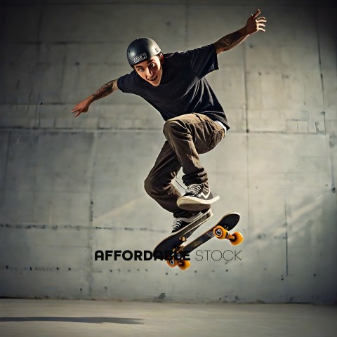 Skateboarder in mid-air trick