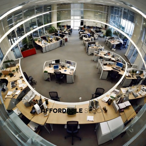 A large office space with many cubicles and desks