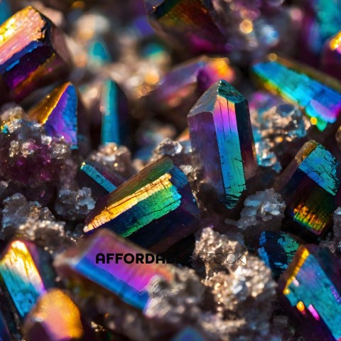 A close up of a bunch of colorful crystals
