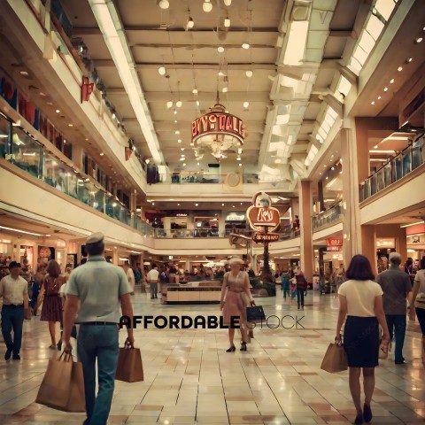 Shoppers Walking Through Mall