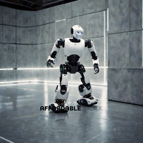 A robot standing in a room