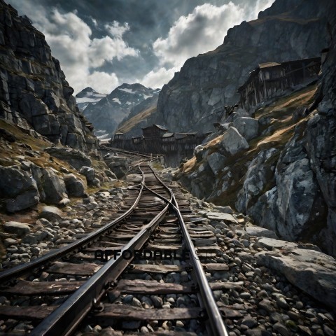 A train track in the mountains