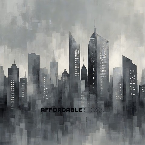 A cityscape with a dark skyline