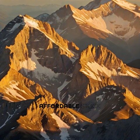 Snowy Mountains with Sunlight Peaking Through