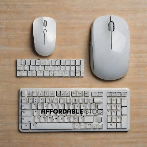 Two Apple Computer Mice and Keyboard on a Table