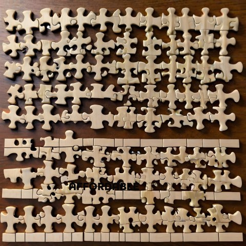 Wooden Puzzle Pieces with Jigsaw Shape