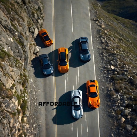 Cars on a mountain road