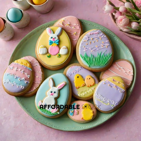 Easter Cookies with Rabbit and Egg Decorations