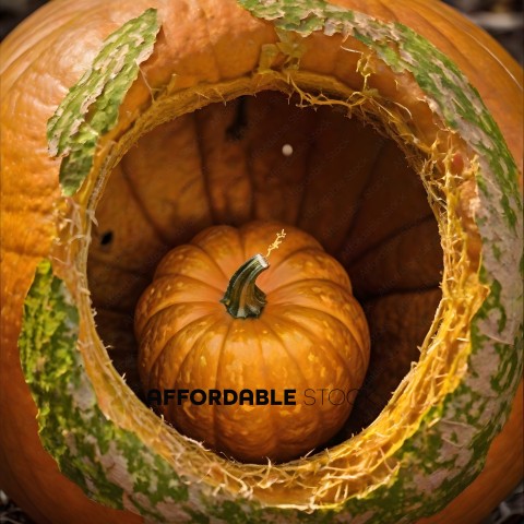 A pumpkin with a hole in the top