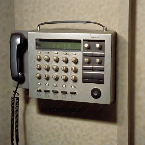 A telephone with a digital display and a dial pad