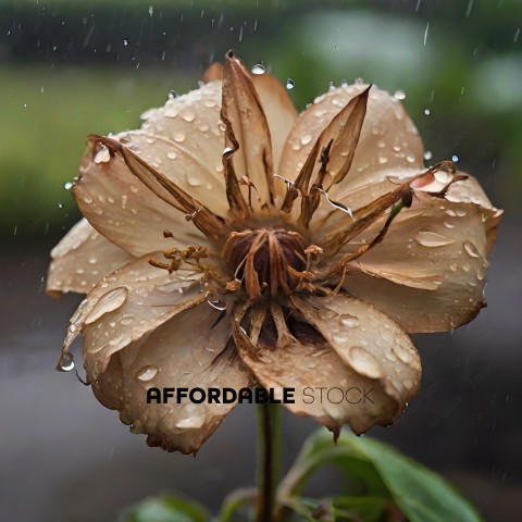 A flower with drops of water on it