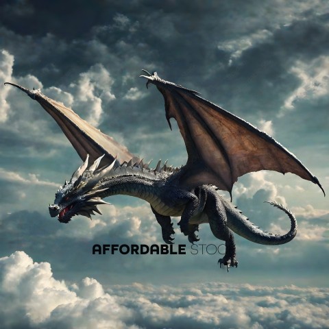 A dragon soaring through the clouds