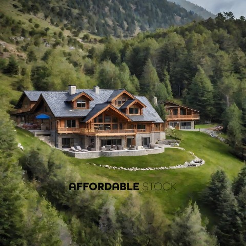 Large Home in the Mountains with a Forest in the Background