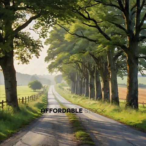 A country road with trees on both sides