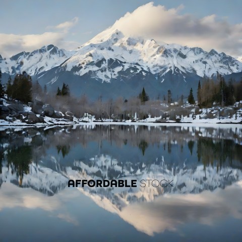 Snowy Mountain Reflection in Lake