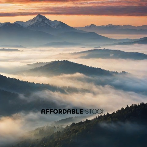 Foggy Mountains with a Mountain in the Background