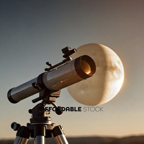A telescope is pointed at the moon