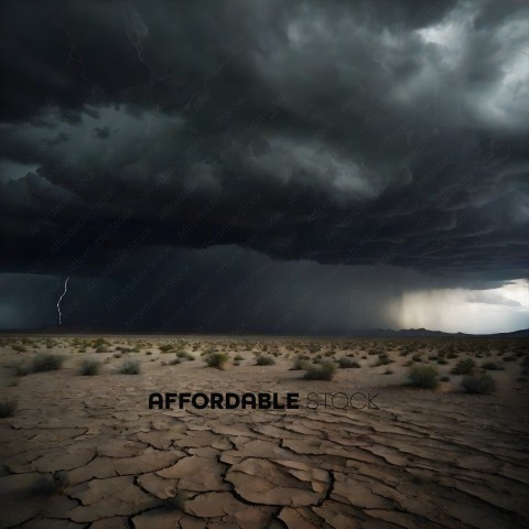 A stormy sky over a desert landscape