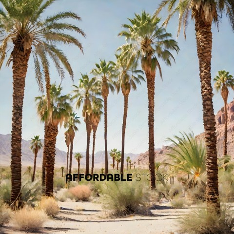 Palm Trees in a Desert Landscape