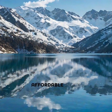 Snowy Mountains Reflecting in a Lake