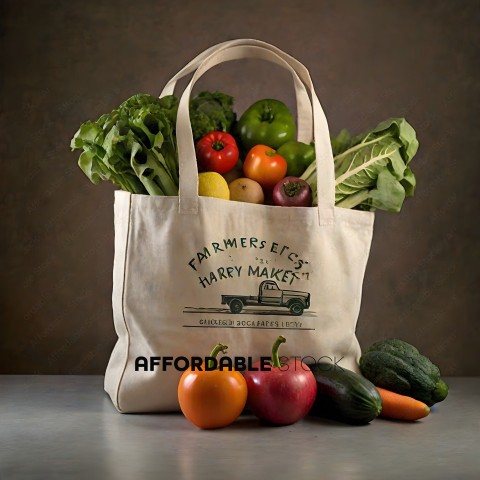 A Farmer's Market Bag with Fresh Produce