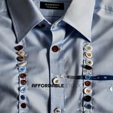 A blue button down shirt with buttons