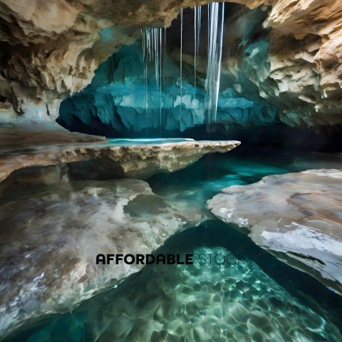 A cave with water dripping from the ceiling