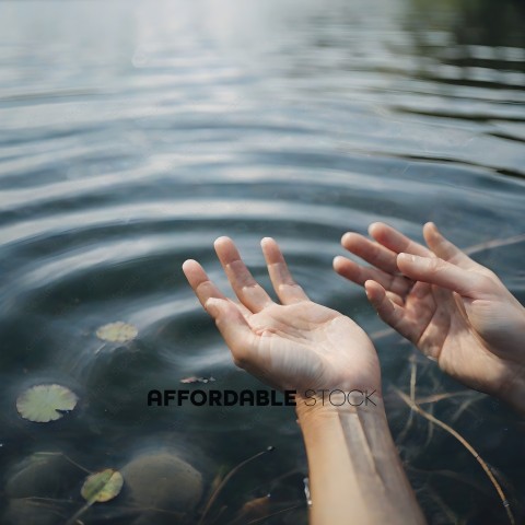 A person's hands are in the water
