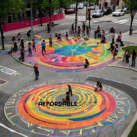 Colorful Mosaic Artwork on Street