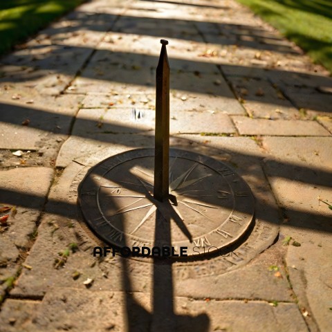 A compass with a shadow on the ground