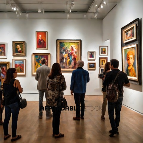 People looking at artwork in a museum