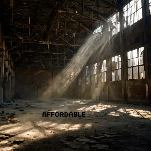 A Sunbeam Shines Through a Dilapidated Building