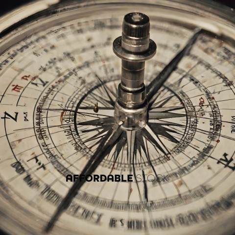 A compass with a metal needle in the center