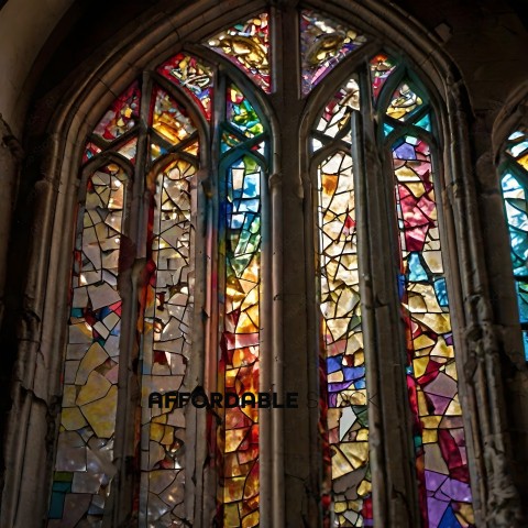 Stained glass window with many colors