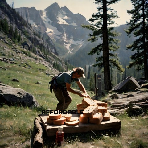 Man Making Cheese in the Mountains