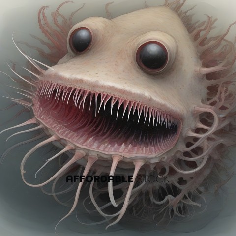 A close up of a sea creature with a mouth full of teeth